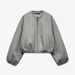 Zara Gray Bomber Jacket